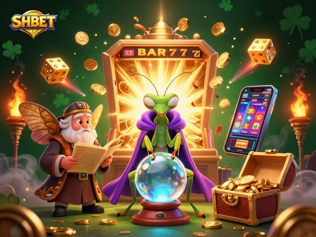 Experience the thrill at SHBET with a colorful casino illustration capturing the excitement of jackpots and games.