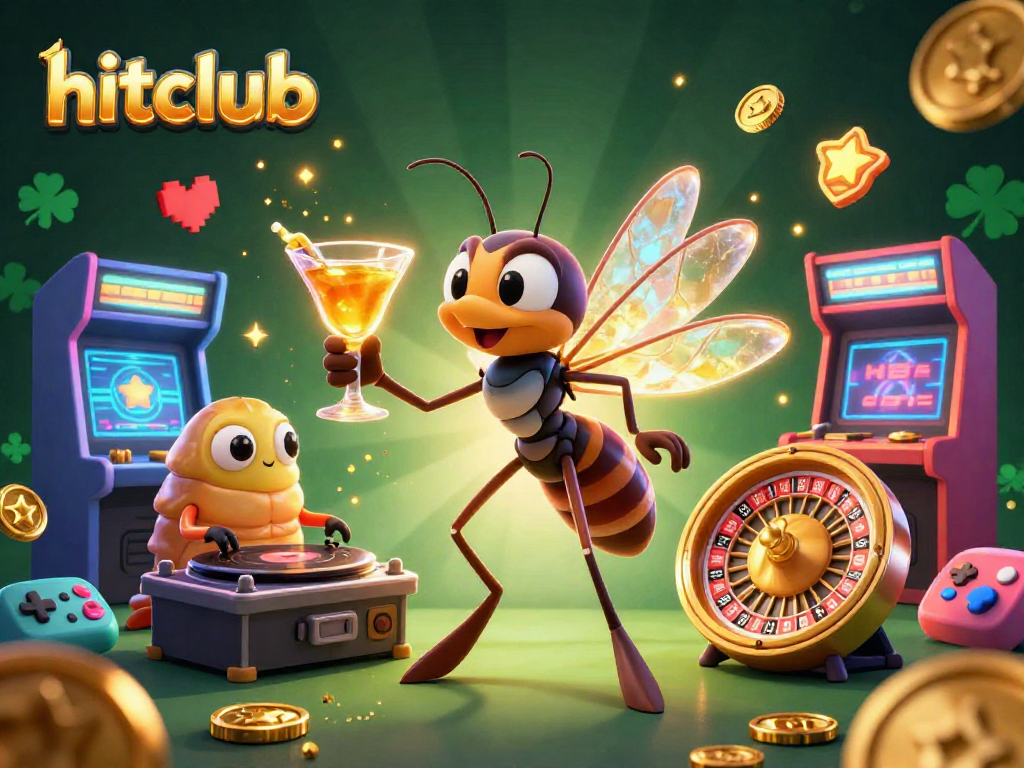 Experience the excitement of hitclub with a lively 3D scene of casino characters and games.