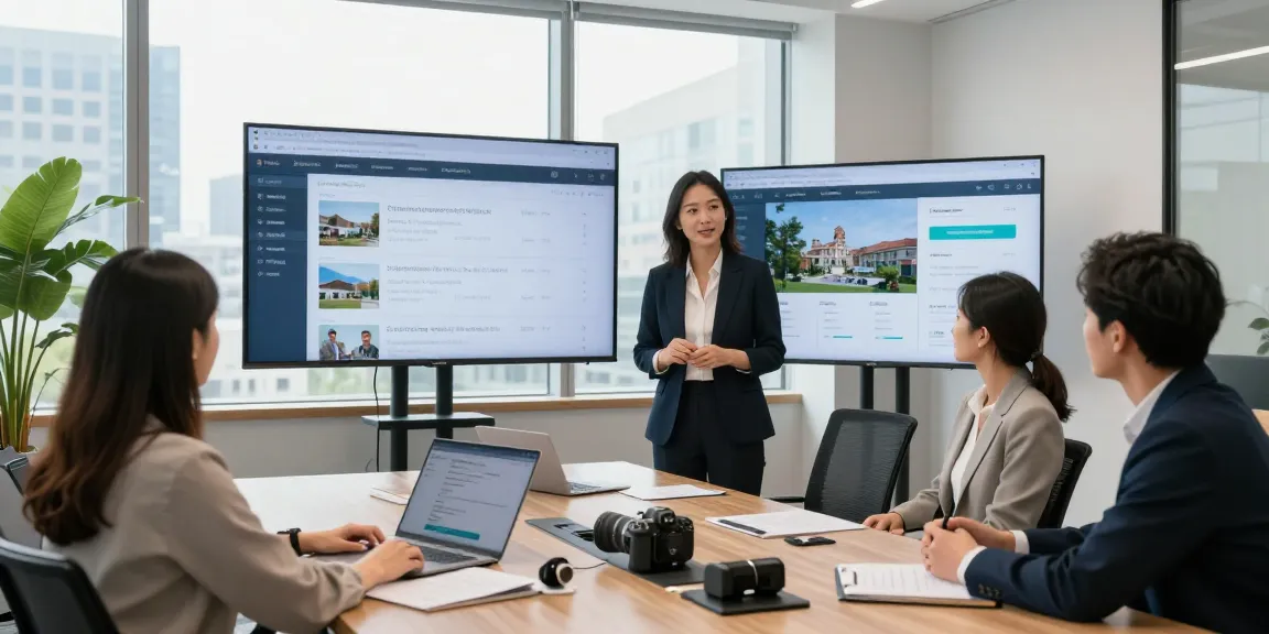 IDXSTAR display in real estate office showcasing technology features during client meeting