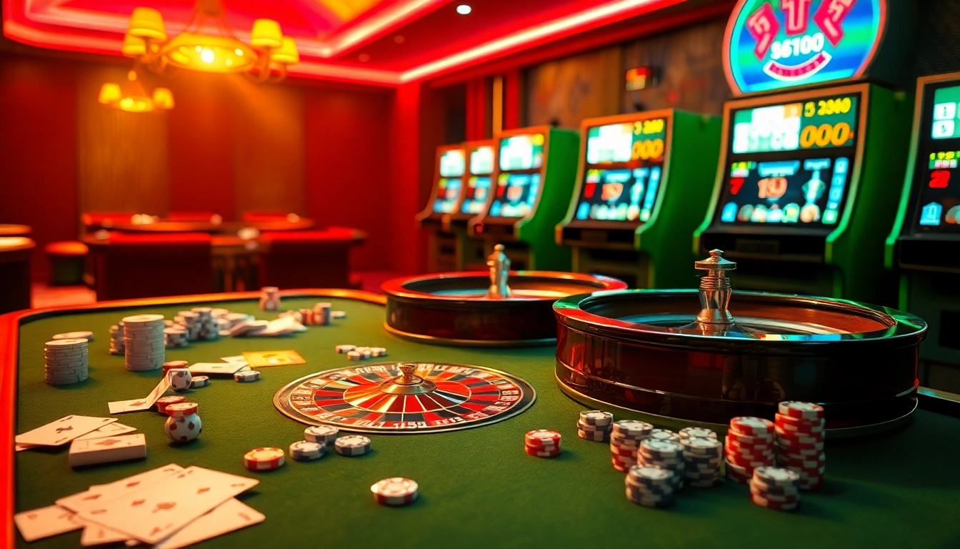 Kết quả xổ số hôm nay showcased on an exciting casino table with cards and roulette wheel.