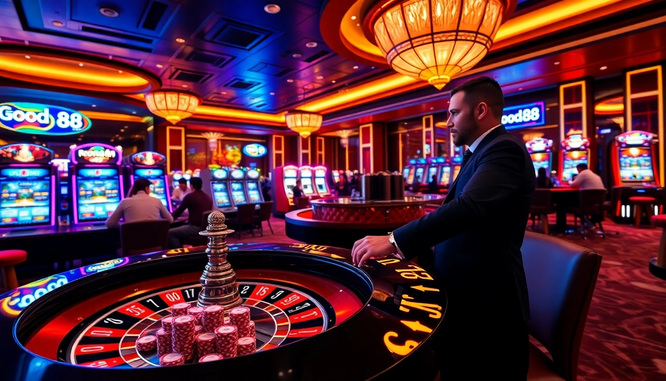 Experience the excitement of Good88 with vibrant casino tables and immersive gaming layouts.
