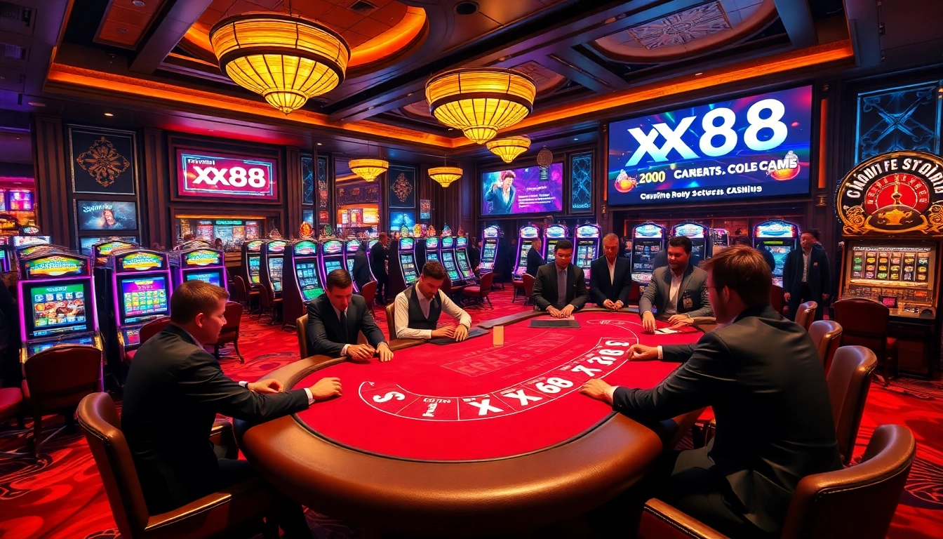 Exciting casino gameplay at XX88 with vibrant tables and players immersed in betting action.