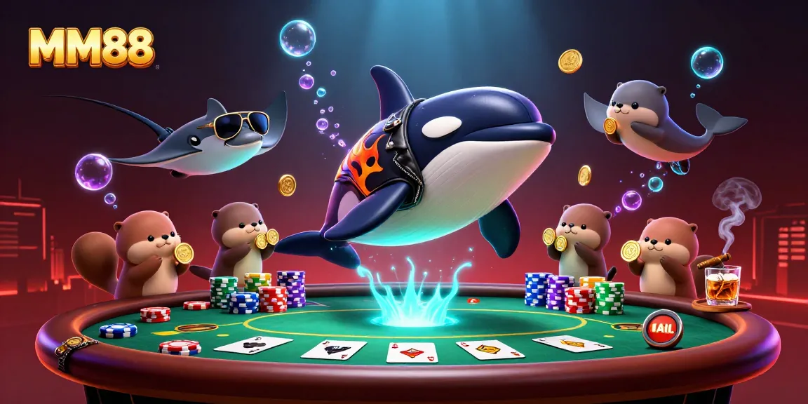 Experience MM88's thrilling casino atmosphere with dynamic gambling elements and animated characters.