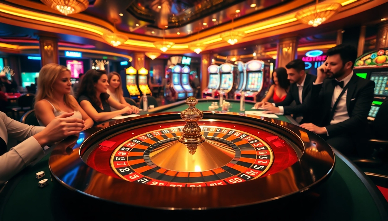 Players engage with SC88-themed roulette wheel in a vibrant casino setting.