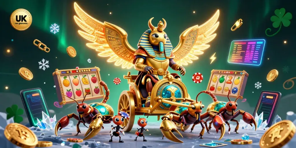 Experience the excitement of UK non gamstop casino with dynamic game elements and a rich 3D illustration.