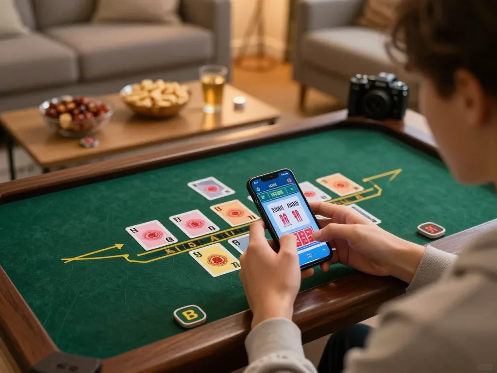 Engaging in an online blackjack session on smartphone through man88 platform at home