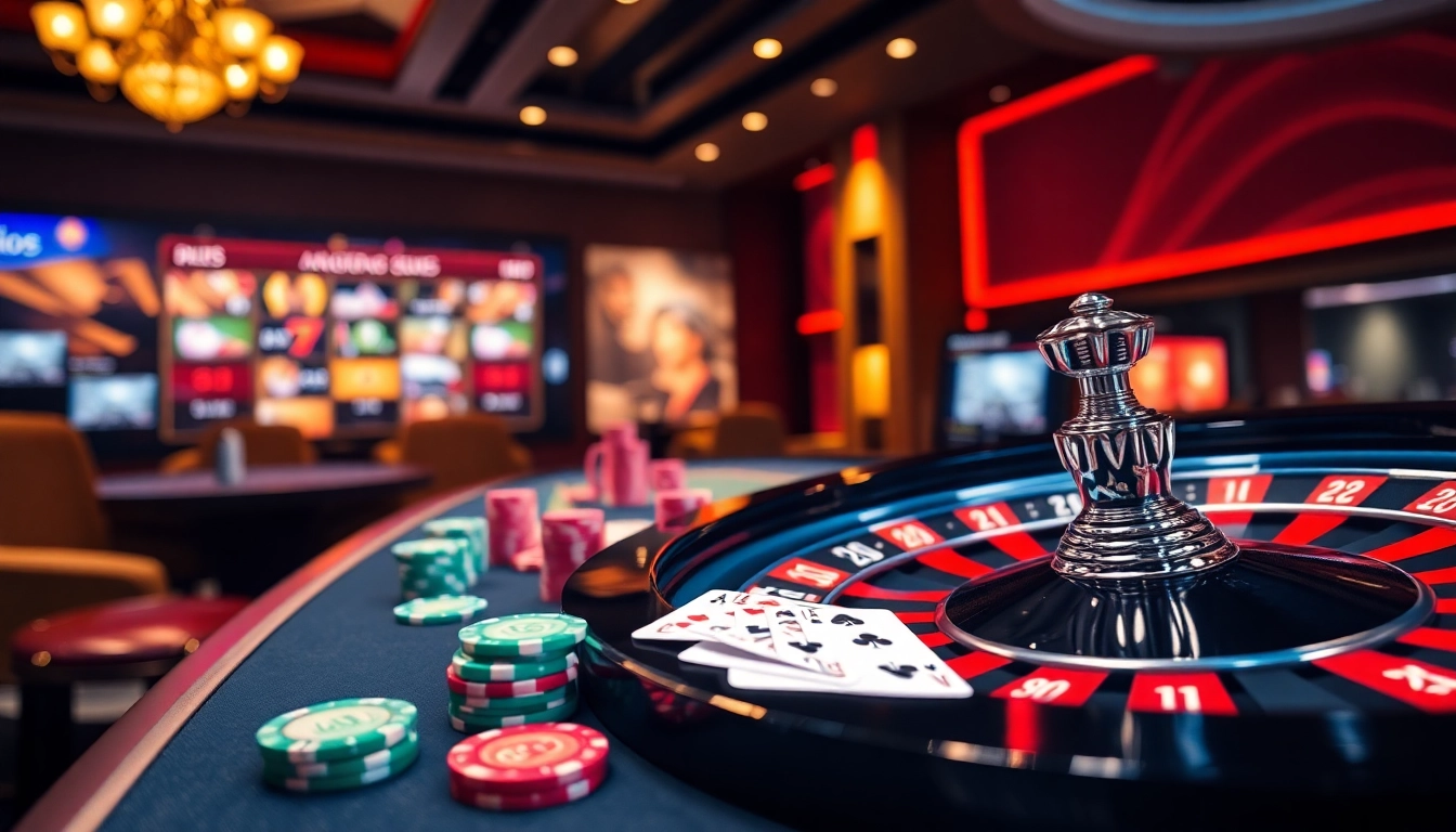 Xin88 offers an exciting casino experience with vibrant poker chips and a roulette wheel.