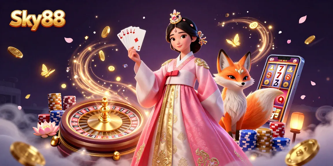 Experience the magic of Sky88 with enchanting visuals and vibrant casino elements.