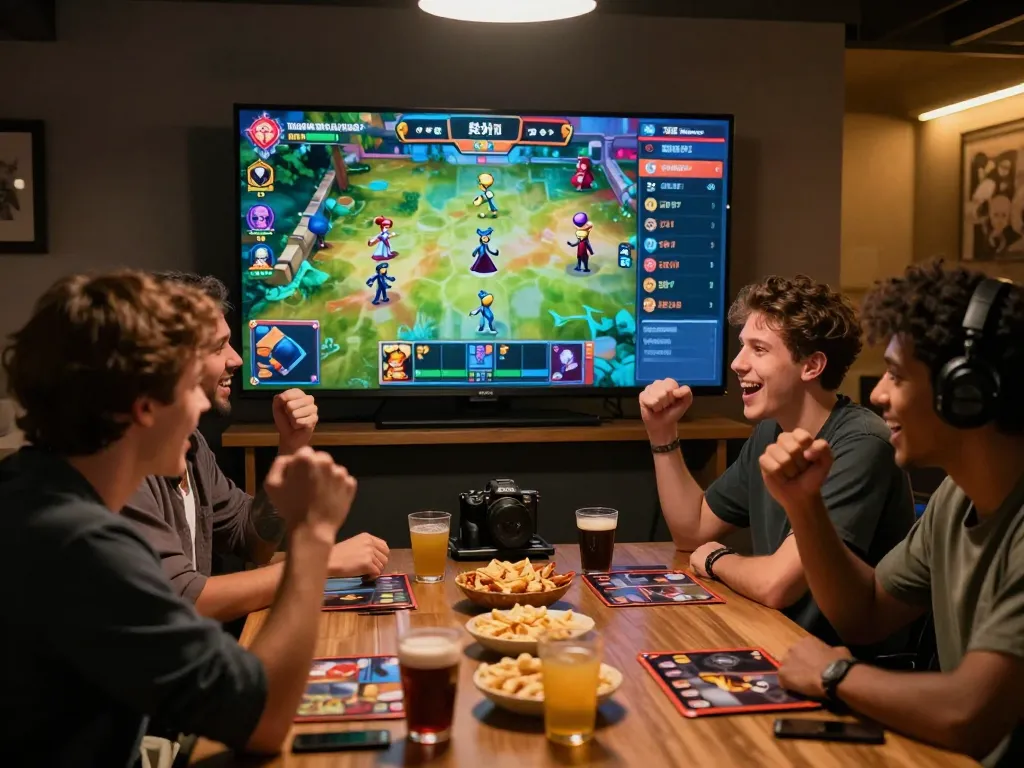 Friends enjoying a thrilling card game on Rik VIP, showcasing engaging gameplay and lively atmosphere.