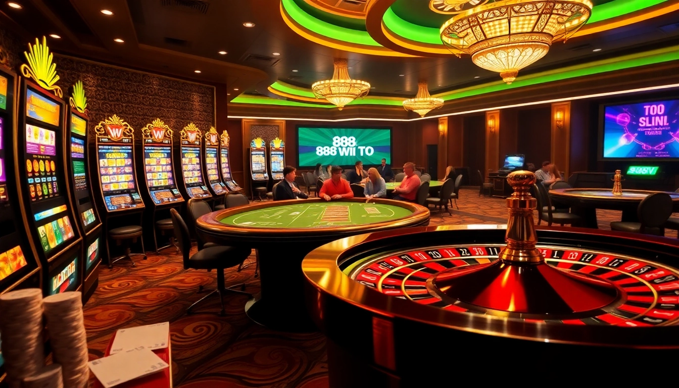 Experience thrilling gameplay at 888VI with vibrant slot machines and poker tables.