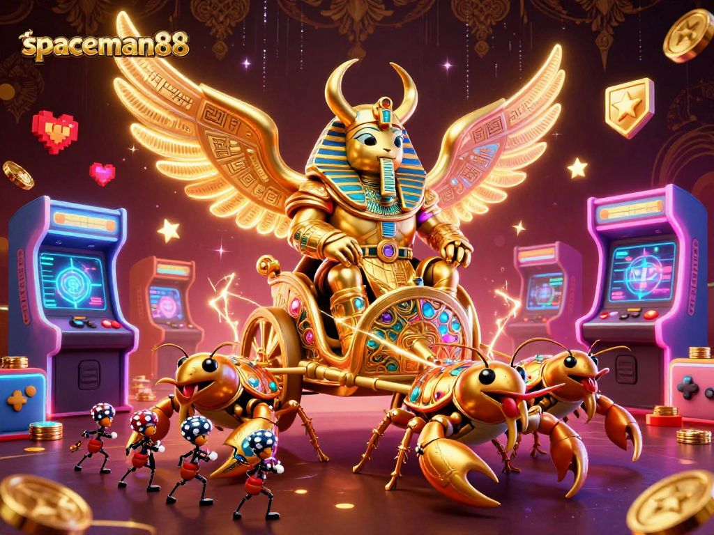 Play big with spaceman88, featuring vibrant gaming elements and unique characters in a rich casino scene.