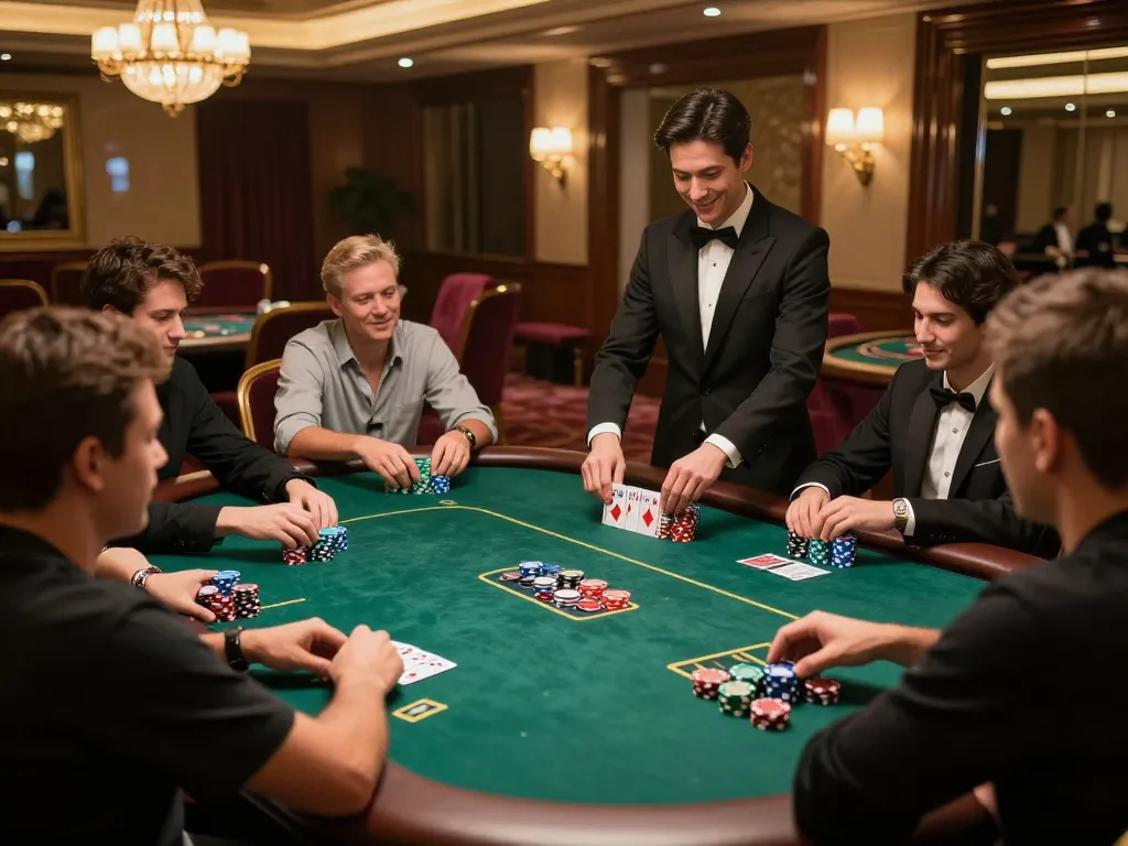 Socolive showcases an engaging poker game in a high-stakes casino with vibrant players and luxury ambiance