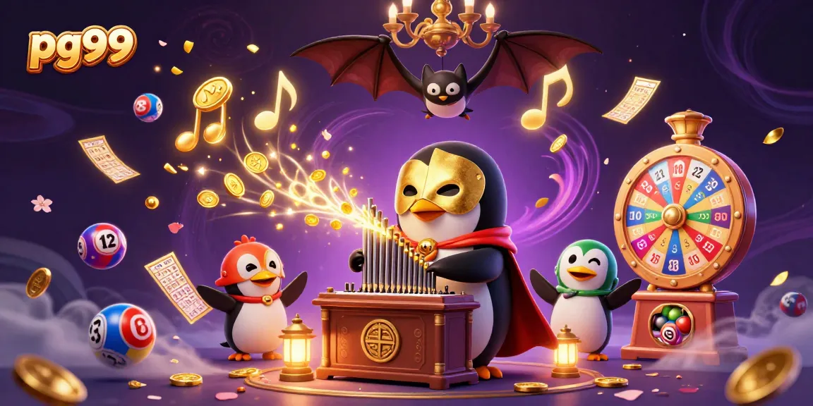 Experience thrilling gameplay with pg99 featuring a penguin playing an organ while coins and lottery balls rain down.