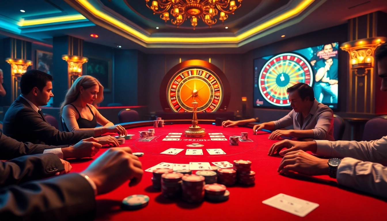Engaged gamblers at a luxurious casino poker table showcasing strategies on https://789b.one/.