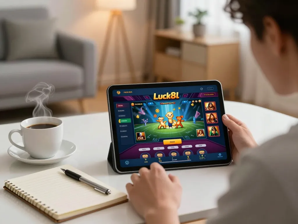 Engaging online casino gameplay on the Luck8l app while enjoying a cozy home atmosphere