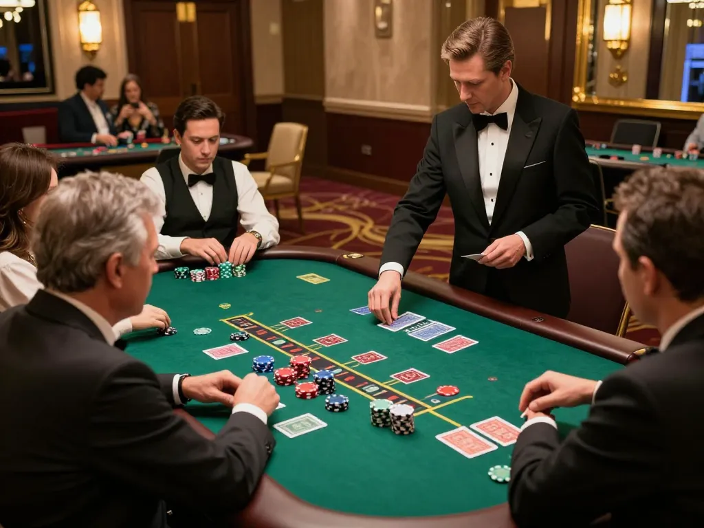 Players engage in strategic blackjack gameplay at cm 88 casino, showcasing chips and cards in a vibrant atmosphere.