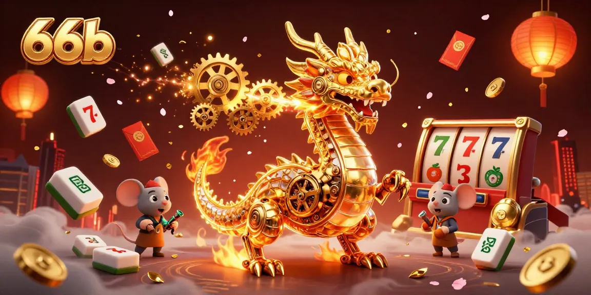Engage with exciting slots and jackpots at 66b casino featuring a golden dragon.