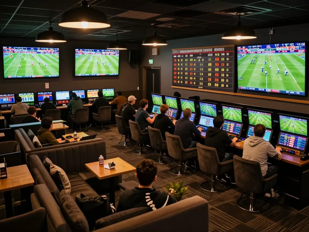 Socolive sports enthusiasts engaged in live betting, showcasing dynamic football matches interface.