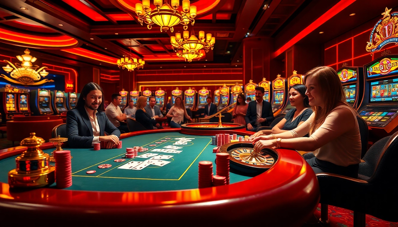 Experience the thrill of winning at 33WIN with vibrant casino scenes featuring poker, roulette, and slots.