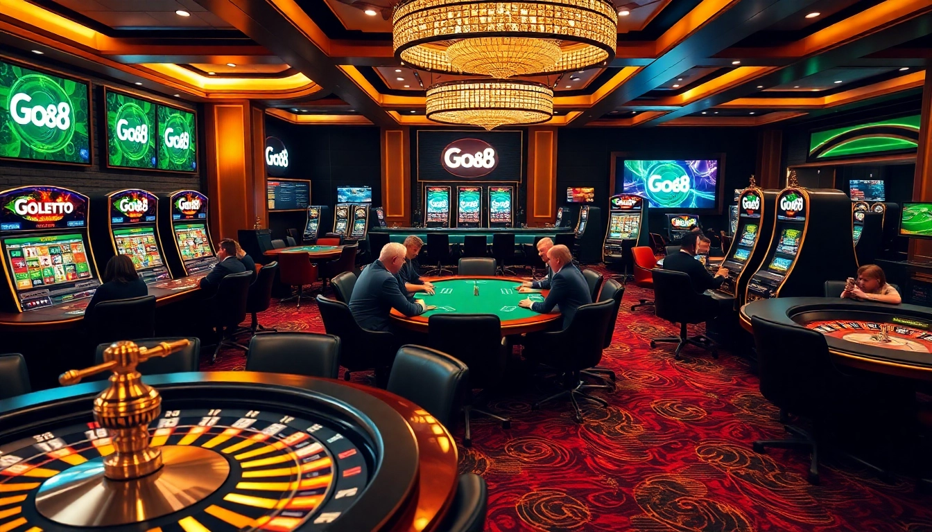 Go8 players strategizing at a luxurious casino table in an exciting gambling environment.