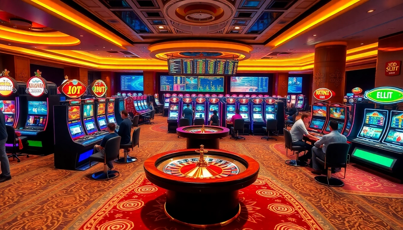 Ibo slot gaming experience showcasing vibrant machines and excited players at a luxury casino.