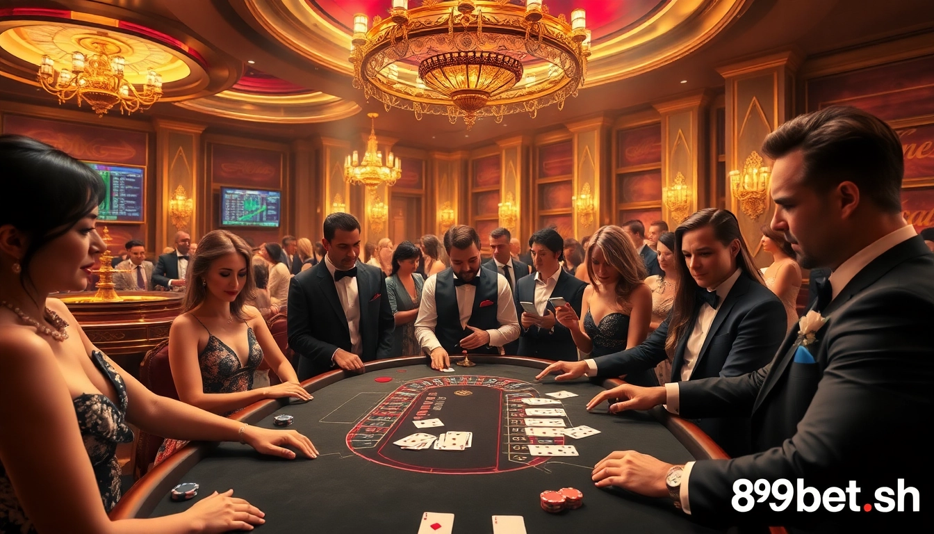 Experience the thrill of winning at 89bet.sh with an exciting casino scene featuring players and a dealer.
