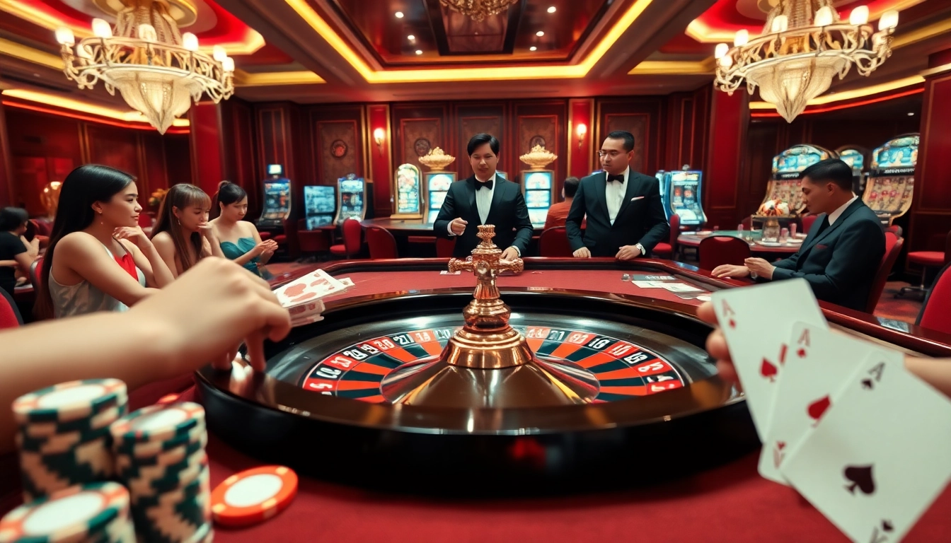 Experience the thrill of betting with tỷ lệ nhà cái at an elegant casino roulette table.