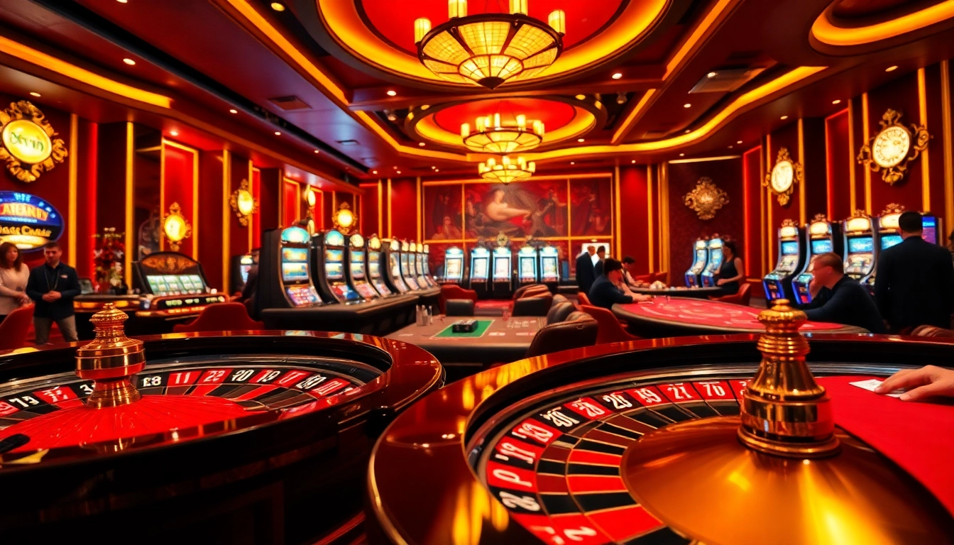 Engage in thrilling gameplay at 68VIP, featuring vibrant roulette wheels and poker tables.