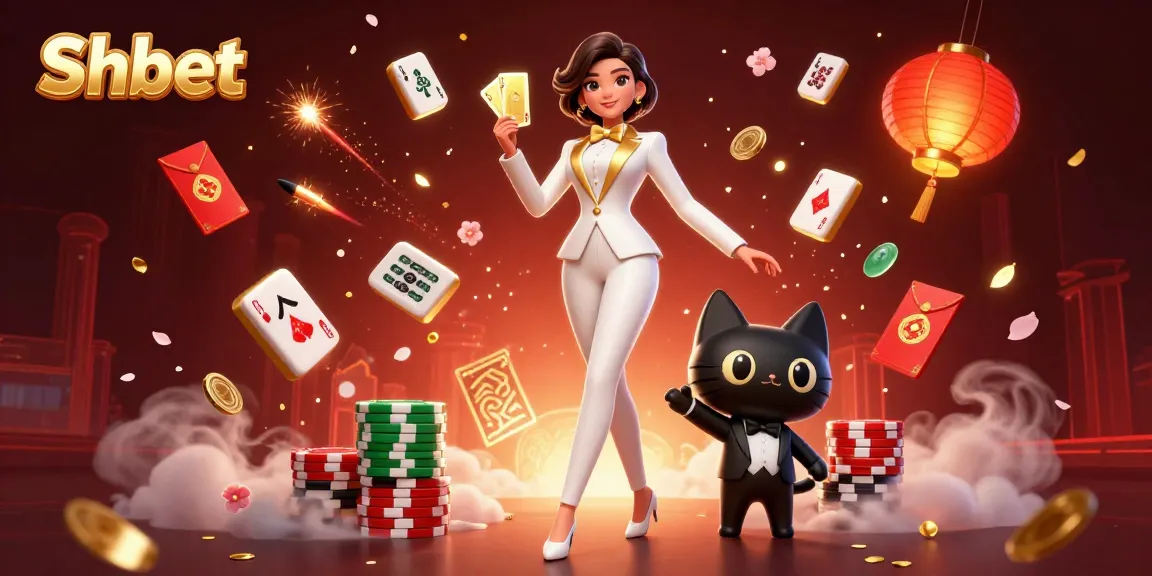 Join Shbet for thrilling casino action with a glamorous dealer and festive gaming elements.