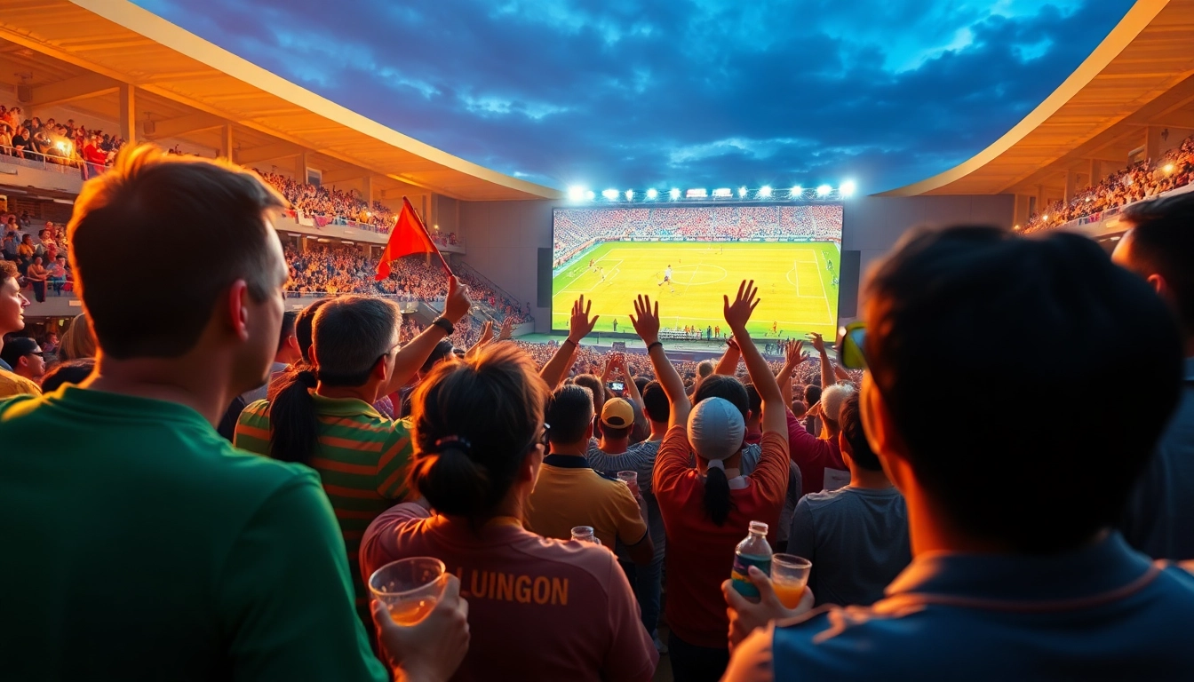 Fans enjoying a thrilling luongson football match, capturing a vibrant sports atmosphere.