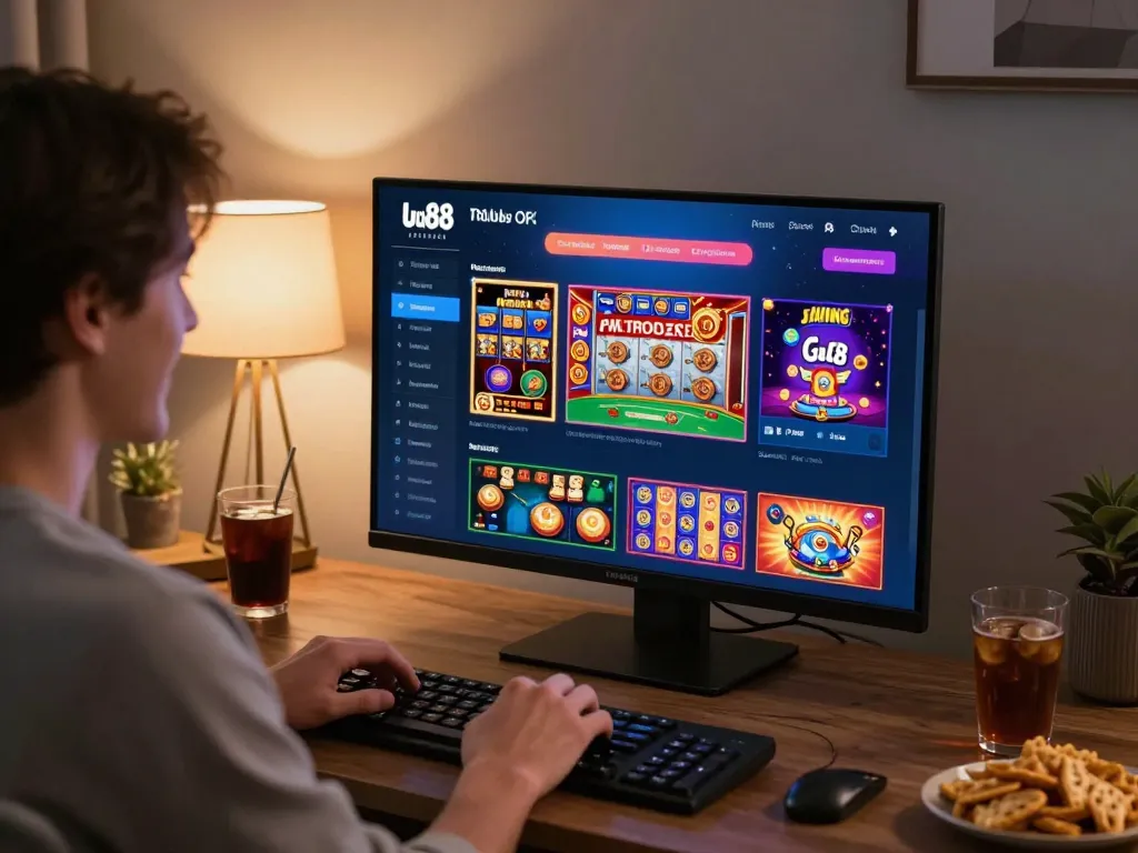 Player enjoying gameplay on the uu88 casino app, highlighting online gambling engagement with vibrant slots displayed