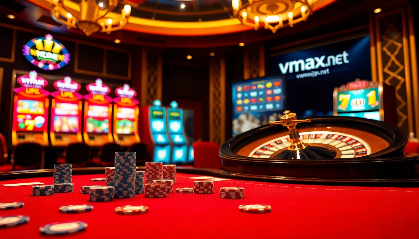 Engaging poker table scene highlighting top-tier gambling experience at vmax.jp.net with vibrant casino elements.