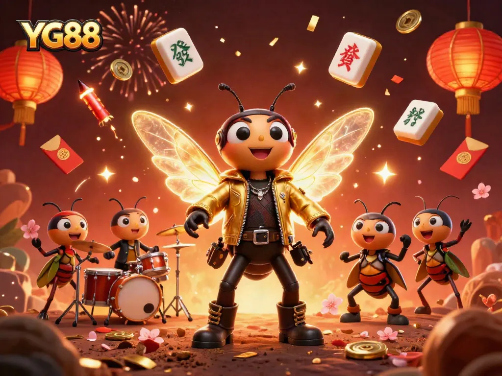 Engage with the vibrant world of YG88, featuring a dynamic 3D casino scene with captivating characters and festive elements.