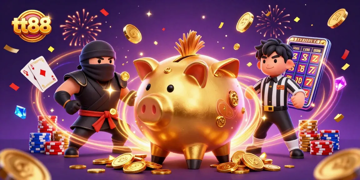 Experience exciting gameplay and big wins at tt88 with dynamic golden coins and characters in an energetic celebration.