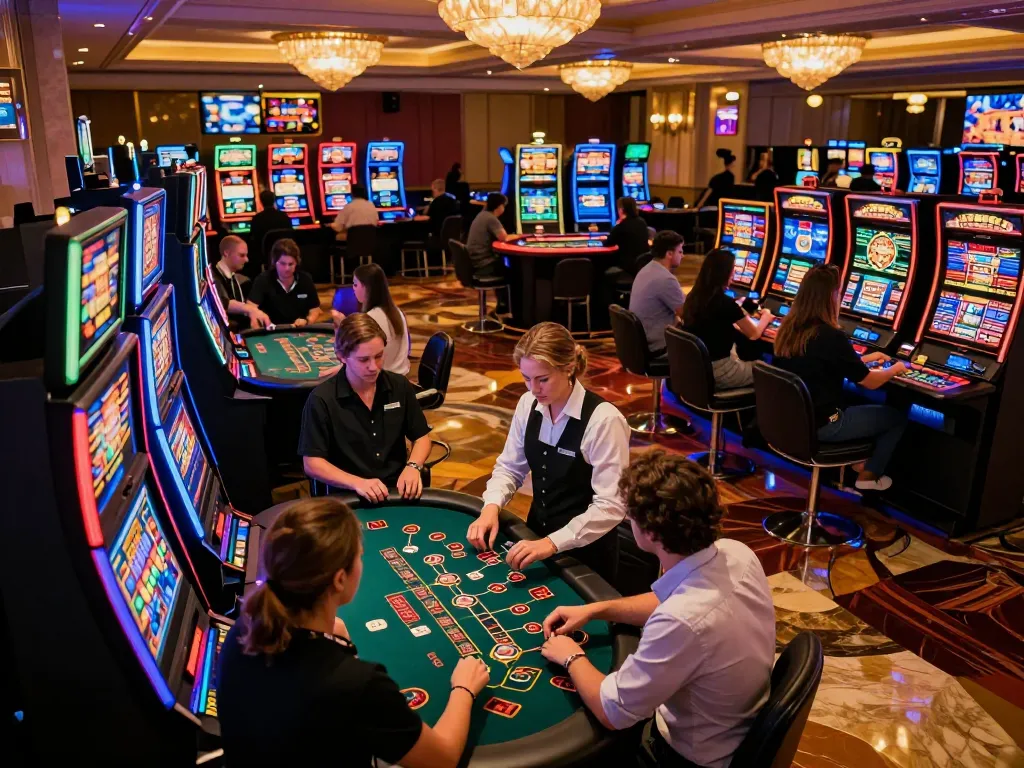Engaged players enjoying thrilling games at XXGG casino floors with vibrant lights and atmosphere.