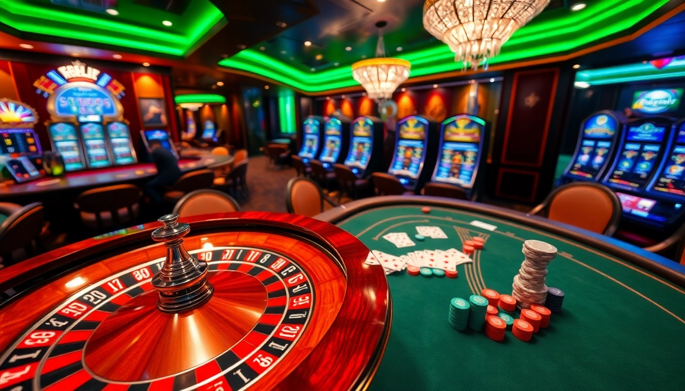 Players at Hitclub enjoying a vibrant casino atmosphere with roulette and poker tables.