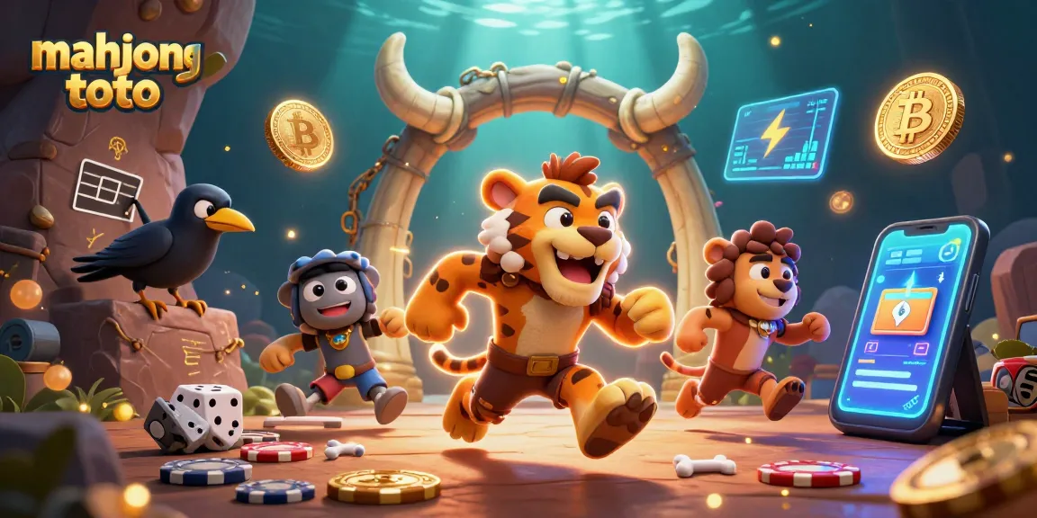 Engage in the vibrant world of mahjong toto as a caveman and sabertooth host a prehistoric casino adventure.