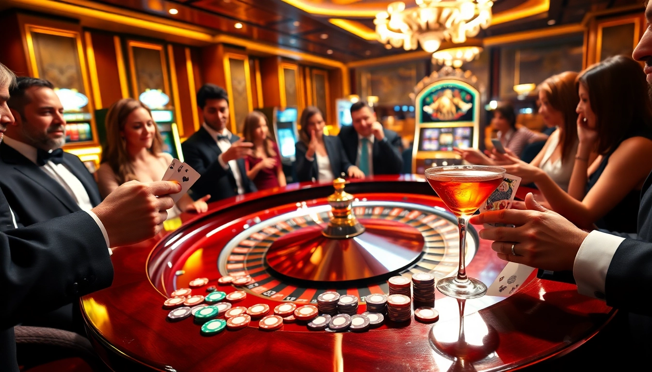 Exciting table action at https://da88st.com/ with poker cards and vibrant chips in a luxury casino scene.