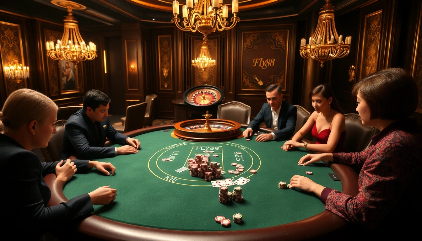 Play poker at FLY88's upscale casino with elegant decor and thrilling atmosphere.