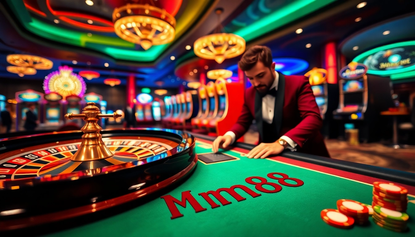 Experience high-stakes excitement at Mm88 with lively casino games and shimmering decor.