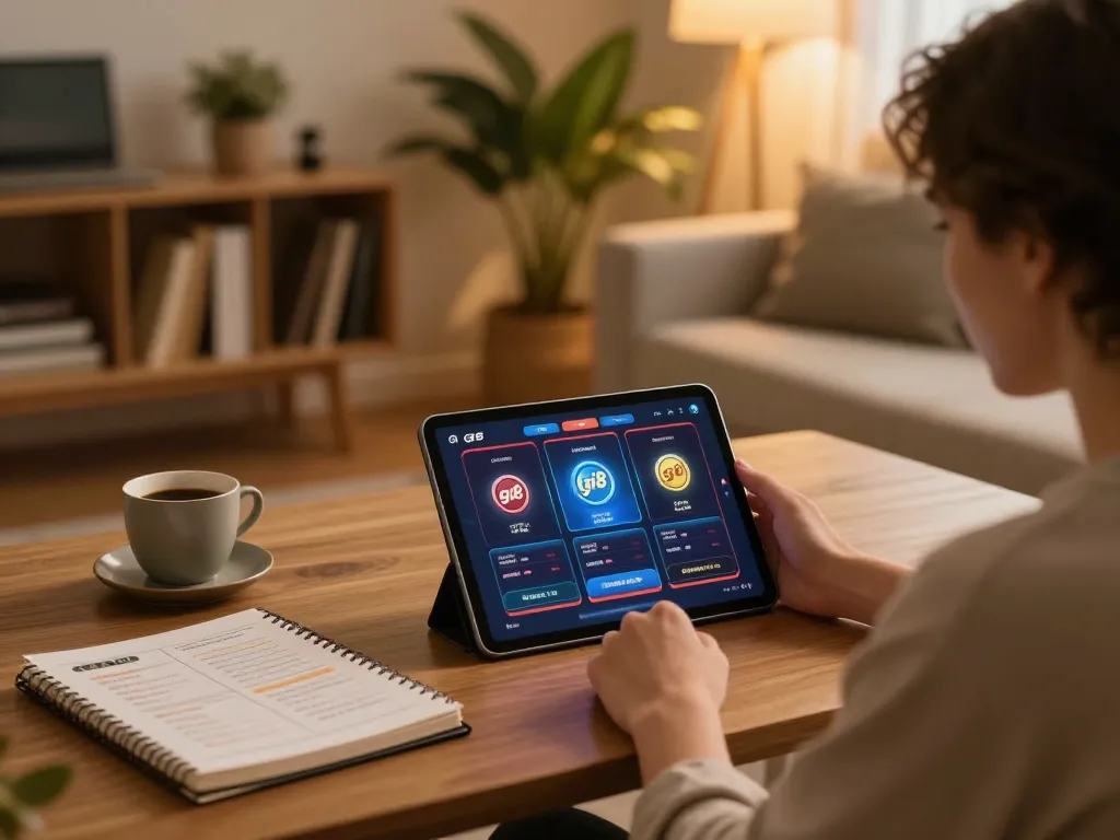 Engaging with the gi8 app on a tablet for strategic online casino gaming at home