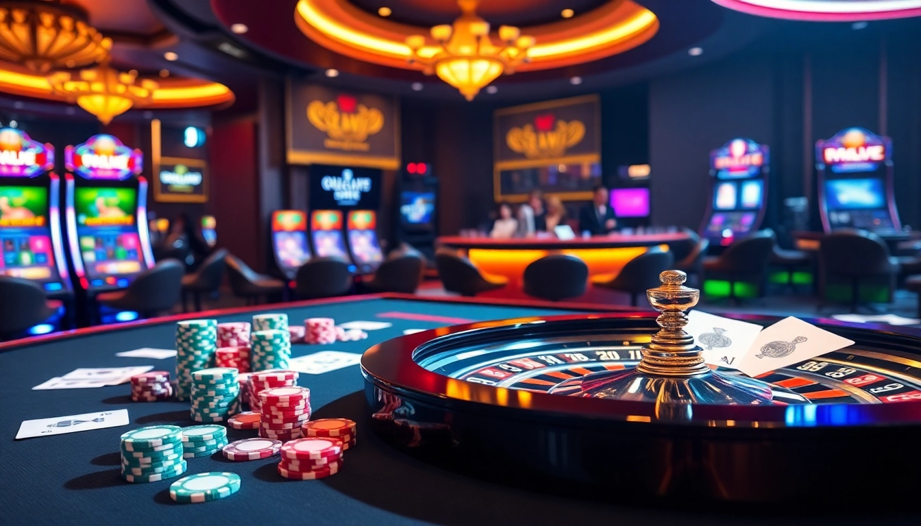 Experience the thrill of gambling at nhà cái 98win with vibrant poker chips and a roulette wheel.