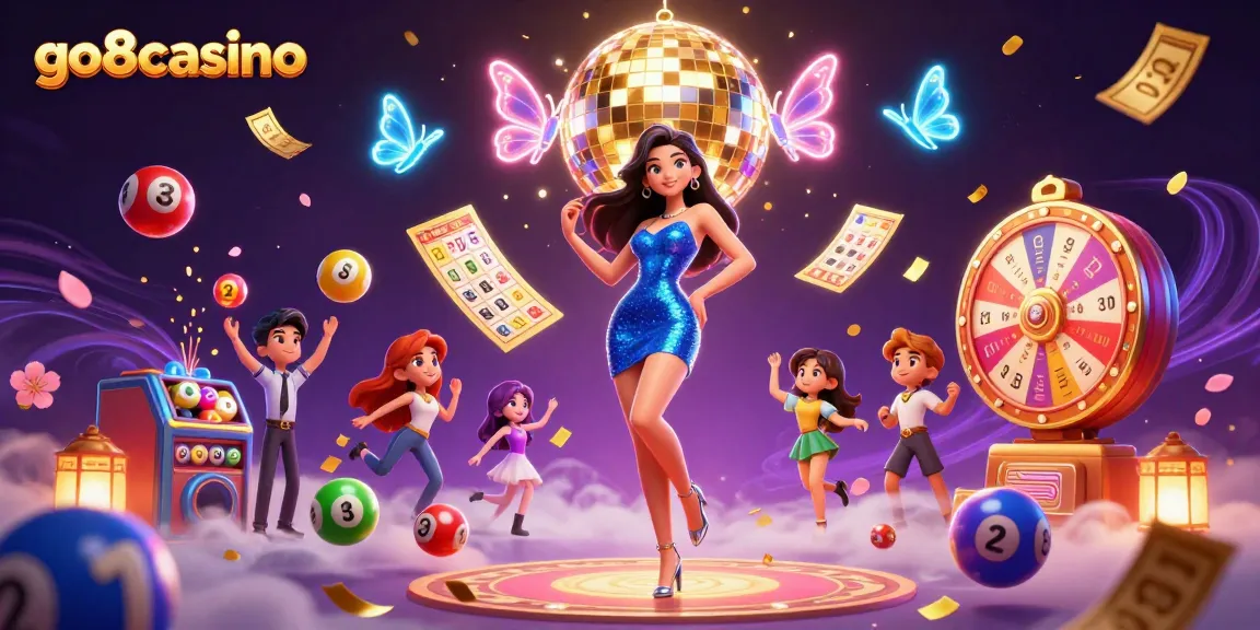 Experience the excitement at go8casino with a glamorous scene bursting with vibrant lottery elements.