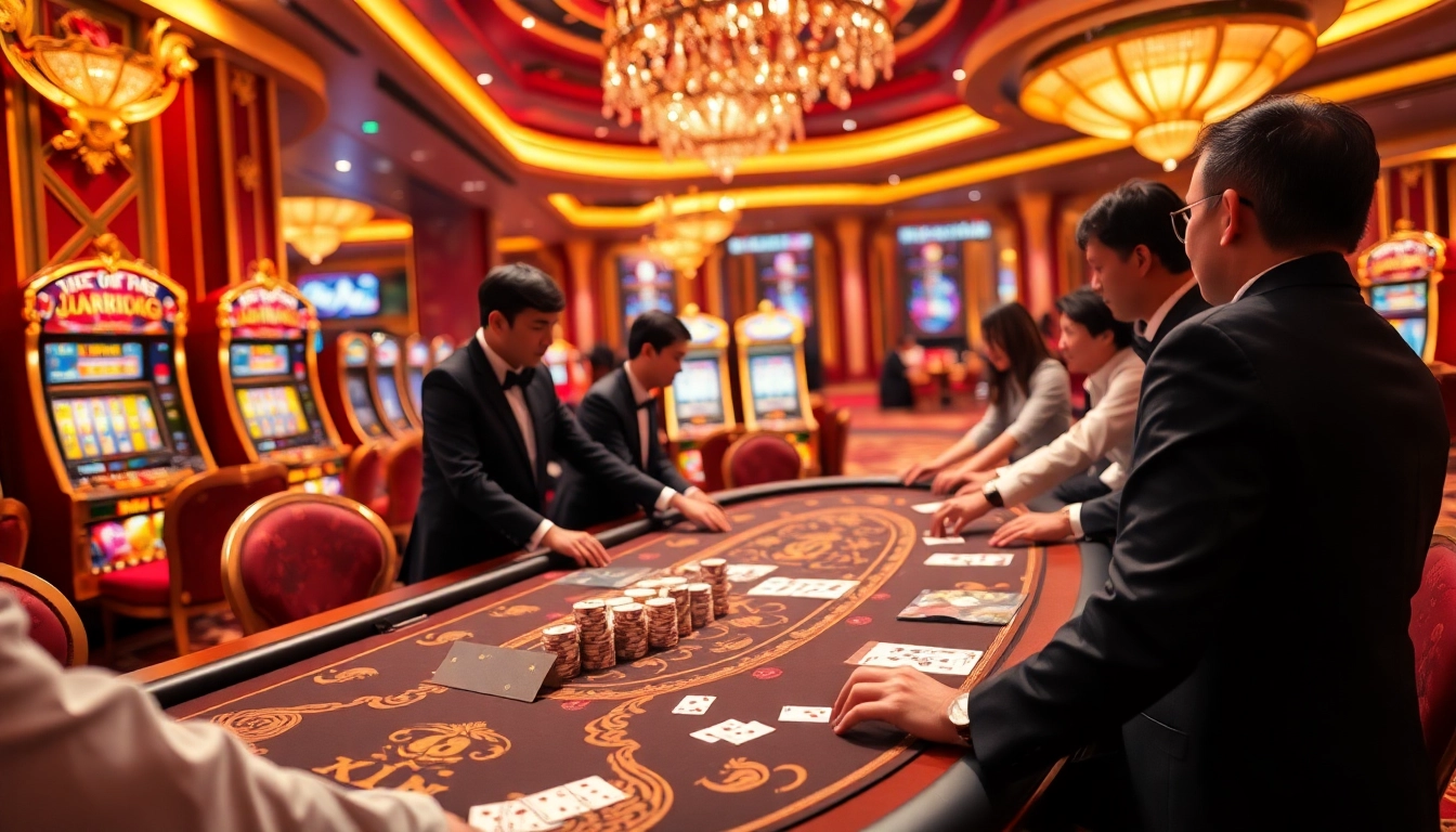 Engage in the thrill of gaming at KP88's luxurious casino tables with vibrant poker action.