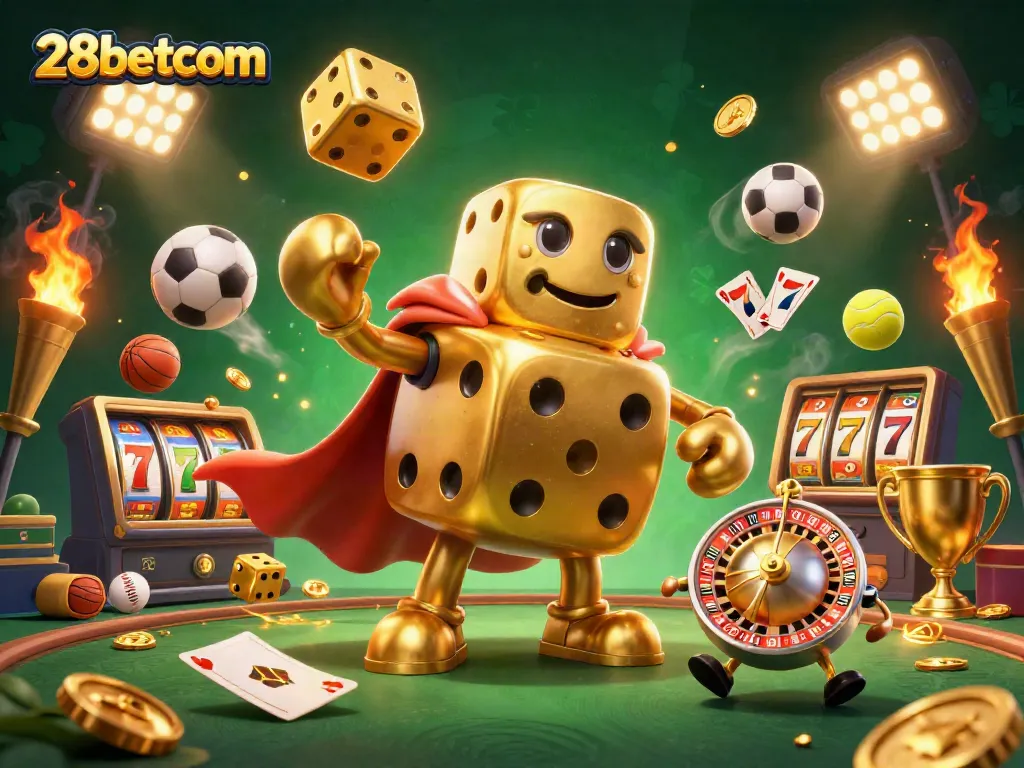Engage with dynamic casino action featuring 28betcom's golden dice golem and more.