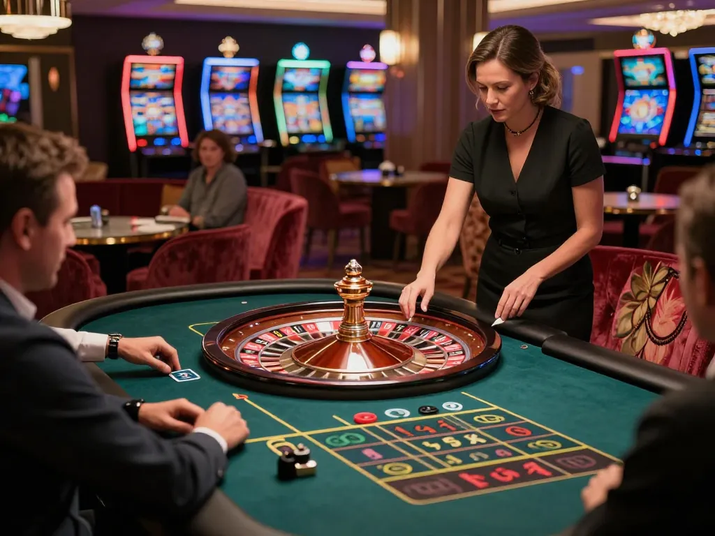 Experience the excitement at https://max88sss.com/ with players placing bets at an elegant roulette table in a luxurious casino setting