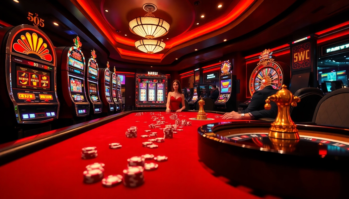 Engage in thrilling gameplay at Nhà cái 555WIN's luxurious casino, featuring poker chips and roulette.