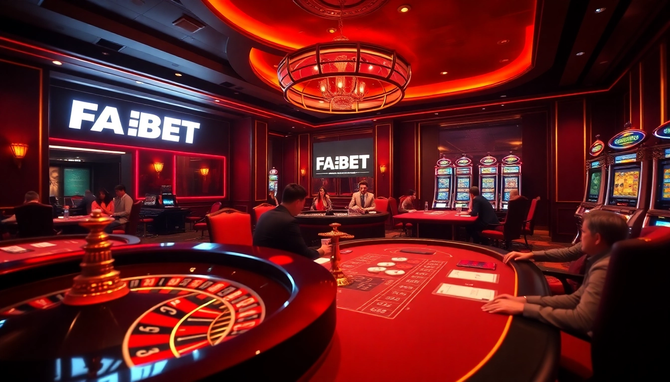 Experience the excitement of gambling at FABET with a live dealer and vibrant casino atmosphere.