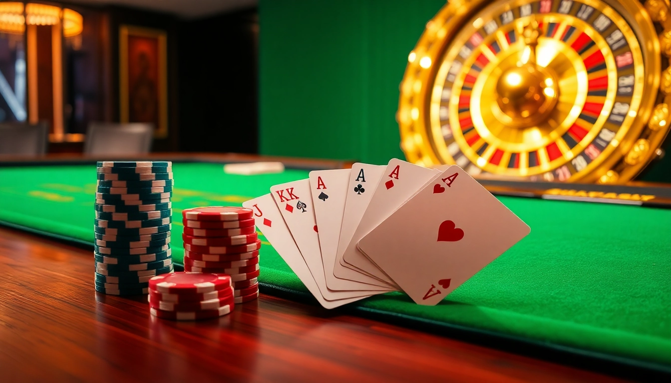 Players engage in thrilling casino action at UU88, featuring vibrant poker chips and a roulette wheel.