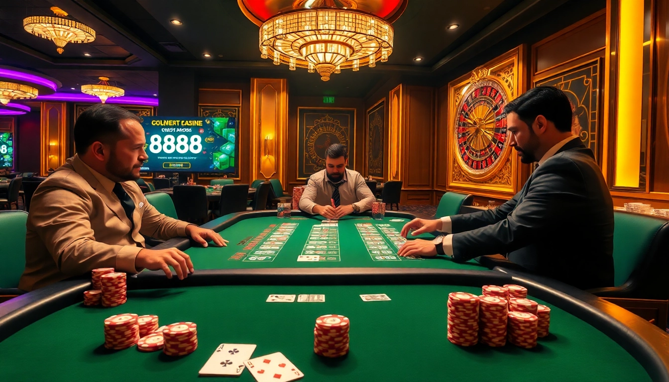 Engaged players at a luxurious blackjack table inspired by https://888new.nl/, highlighting excitement in gambling.